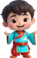 AI generated chinese new year boy cartoon illustration png