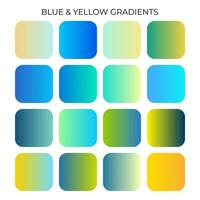 SET OF BLUE AND YELLOW GRADIENT COLOR PALETTE vector