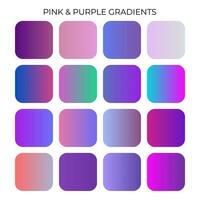 SET OF PINK AND PURPLE GRADIENT COLOR PALETTE vector