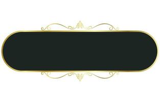 Golden frame and golden corners on black background, vintage style for web page decoration text box. vector