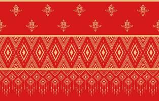 Golden tribal pattern on red background used as ethnic tribal decoration for wallpaper and printed fabric. vector