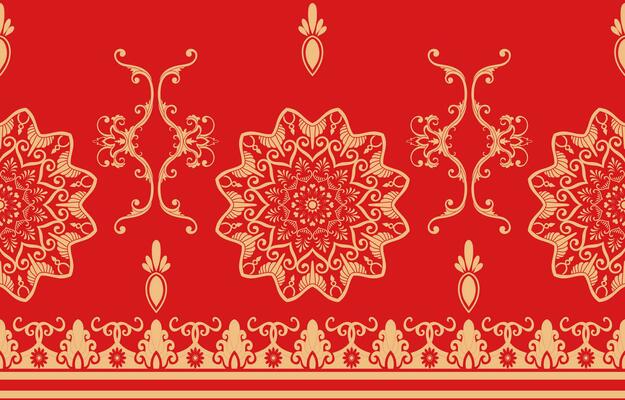 golden pattern red background chinese new year Pattern for red ethnic tribal dress.