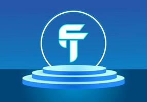 Letter FT blue logo sign. Vector logo design for business.