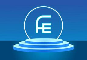 Letter FE blue logo sign. Vector logo design for business.