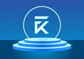 Letter FK blue logo sign. Vector logo design for business.