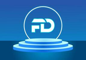 Letter FD blue logo sign. Vector logo design for business.