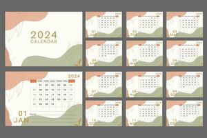 escritorio calendario 2024 modelo diseño 2024 mensual calendario vector