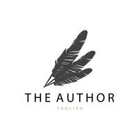 Feather Silhouette Logo, Author Design Luxury Simple Elegant Vector Illustration Template