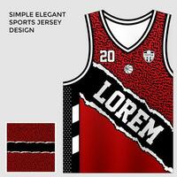 sencillo elegante resumen rojo baloncesto jersey sublimación modelo vector