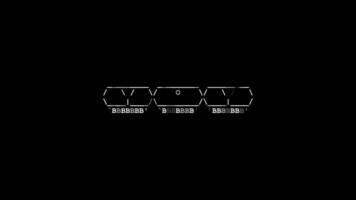 Wauw ascii animatie lus Aan zwart achtergrond. ascii code kunst symbolen schrijfmachine in en uit effect met lusvormige beweging. video