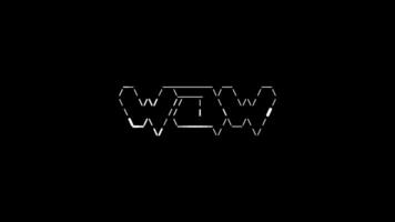 Wow ascii animation on black background. Ascii art code symbols with shining and glittering sparkles effect backdrop. Attractive attention promo. video