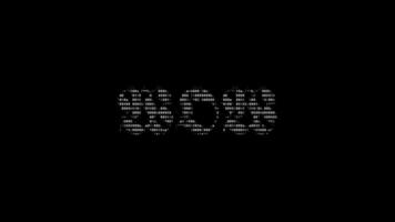 Wow ascii animation on black background. Ascii art code symbols with shining and glittering sparkles effect backdrop. Attractive attention promo. video