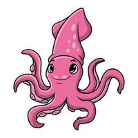 Cute squid cartoon on white background vector