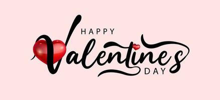 hermosa contento San Valentín día tipografía con escrito caligrafía texto vector