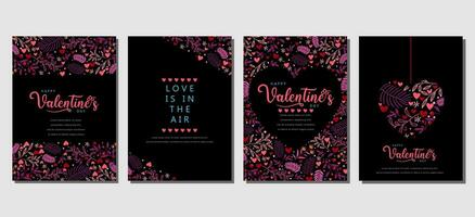 Elegant Valentine's day Set of greeting cards, posters, holiday covers vector