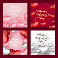 Happy Valentine's Day Social Media Post set vector