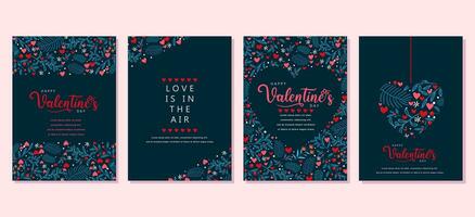 Elegant Valentine's day Set of greeting cards, posters, holiday covers vector