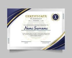 modern certificate of exellence template vector