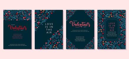 Elegant Valentine's day Set of greeting cards, posters, holiday covers vector