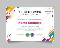 modern certificate of achievement template vector