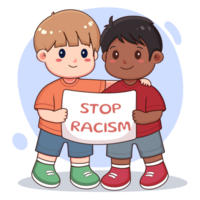 dos pequeño chico Campaña para detener racismo png