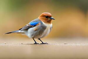 AI generated a small bird is sitting on a branch photo