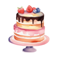 Watercolor Sweet Cake Dessert Illustration Clipart Painting Design png