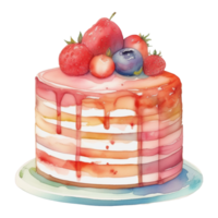 Watercolor Sweet Cake Dessert Illustration Clipart Painting Design png