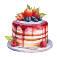Watercolor Sweet Cake Dessert Illustration Clipart Painting Design png