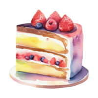 Watercolor Sweet Cake Dessert Illustration Clipart Painting Design png