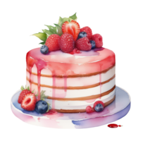 Watercolor Sweet Cake Dessert Illustration Clipart Painting Design png