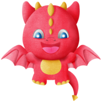 Red cute chubby red dragon flying wing png