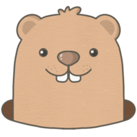 Cute pastel groundhog in the hole png