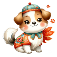 ai généré chinois zodiaque chien, aquarelle art dans chinois style. png