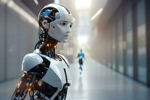 AI generated artificial intelligence, robot thinking modern concept photo