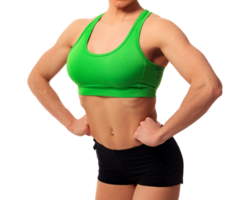 Sexy bodybuilder woman torso isolated png