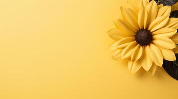 AI generated yellow flower on yellow background photo