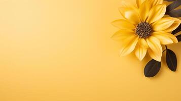 AI generated yellow flower on yellow background photo