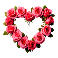 AI generated Heart Shaped Pink Roses Isolated on Transparent Background png