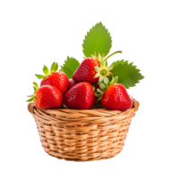 AI generated Strawberries in a Basket Isolated on Transparent Background png