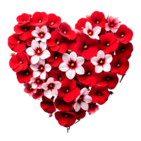 AI generated Heart Shaped Flowers Isolated on Transparent Background png