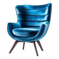 AI generated Modern Blue Lounge Chair Isolated on Transparent Background png