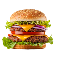 ai generato gustoso hamburger veloce cibo pasto isolato su trasparente sfondo png