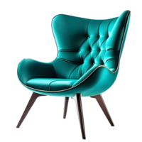 AI generated Modern Teal Armchair Isolated on Transparent Background png