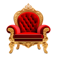 AI generated Throne Chair in Red and Gold Isolated on Transparent Background png