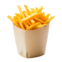 ai generado francés papas fritas en un papel taza aislado en transparente antecedentes png