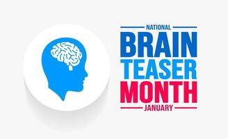 January is International Brain Teaser Month background template. Holiday concept. background, banner, placard, card, and poster design template with text inscription and standard color. vector. vector