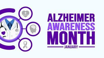 January is Alzheimer Awareness Month background template. Holiday concept. background, banner, placard, card, and poster design template with text inscription and standard color. vector illustration.