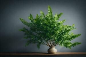 AI generated a potted plant in a glass vase on a table photo