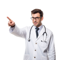 AI generated Excited stylish adult young doctor male in sunglasses pointing right png